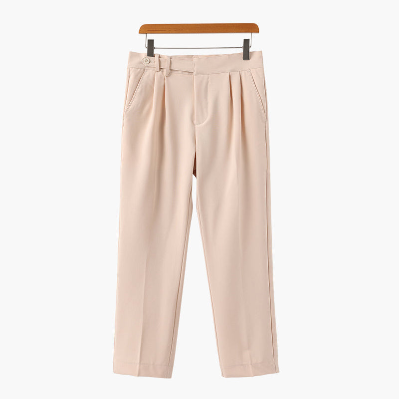 Men's High Waist Straight Leg Dress Trousers