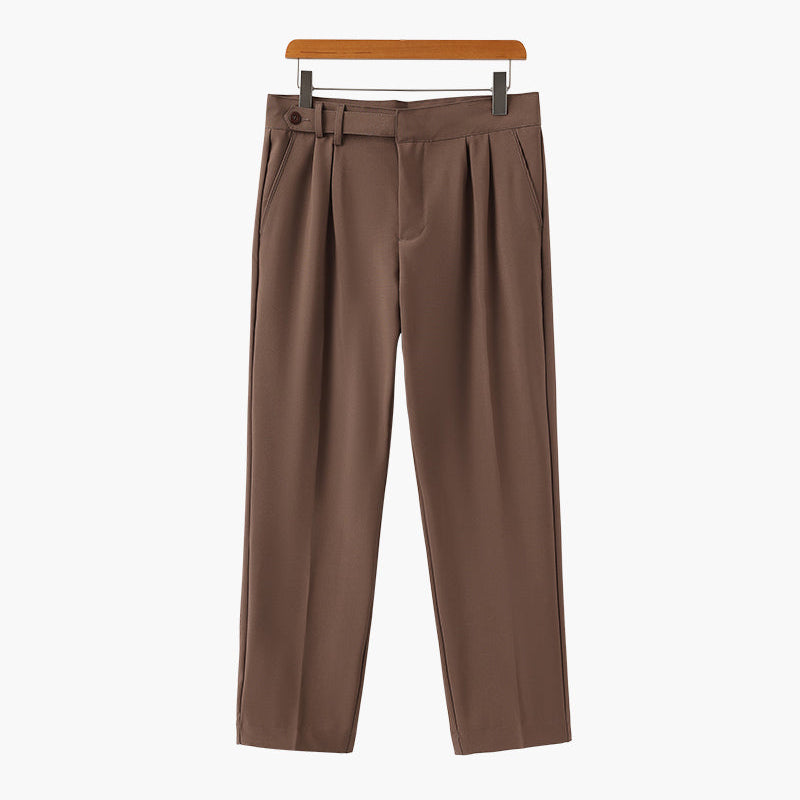 Men's High Waist Straight Leg Dress Trousers