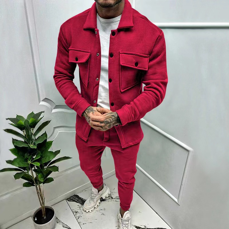 Men's Cotton Jacket and Trousers Two-Piece Set