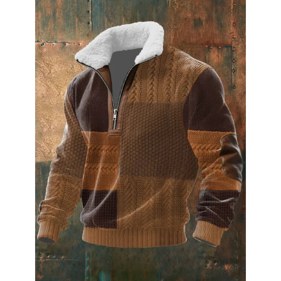 Men's High Collar Fleece Knit Sweater