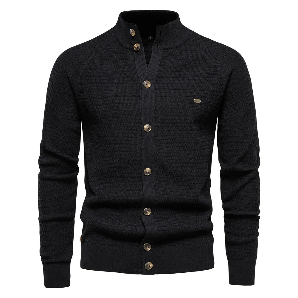 Men's Stand Collar Button Knit Cardigan