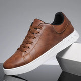 Men's Leather Lace-Up Casual Sneakers