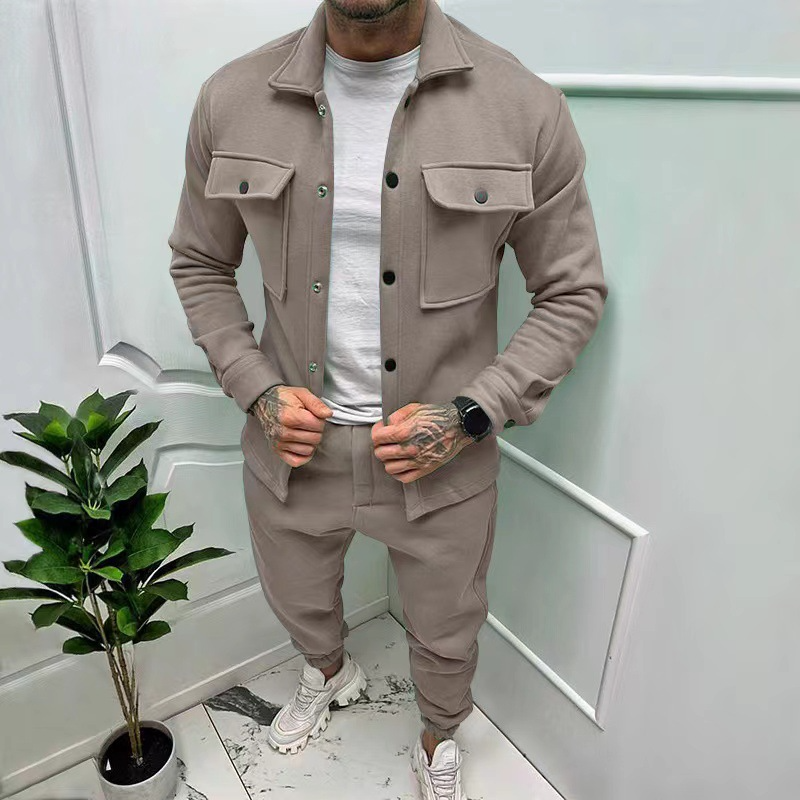Men's Cotton Jacket and Trousers Two-Piece Set