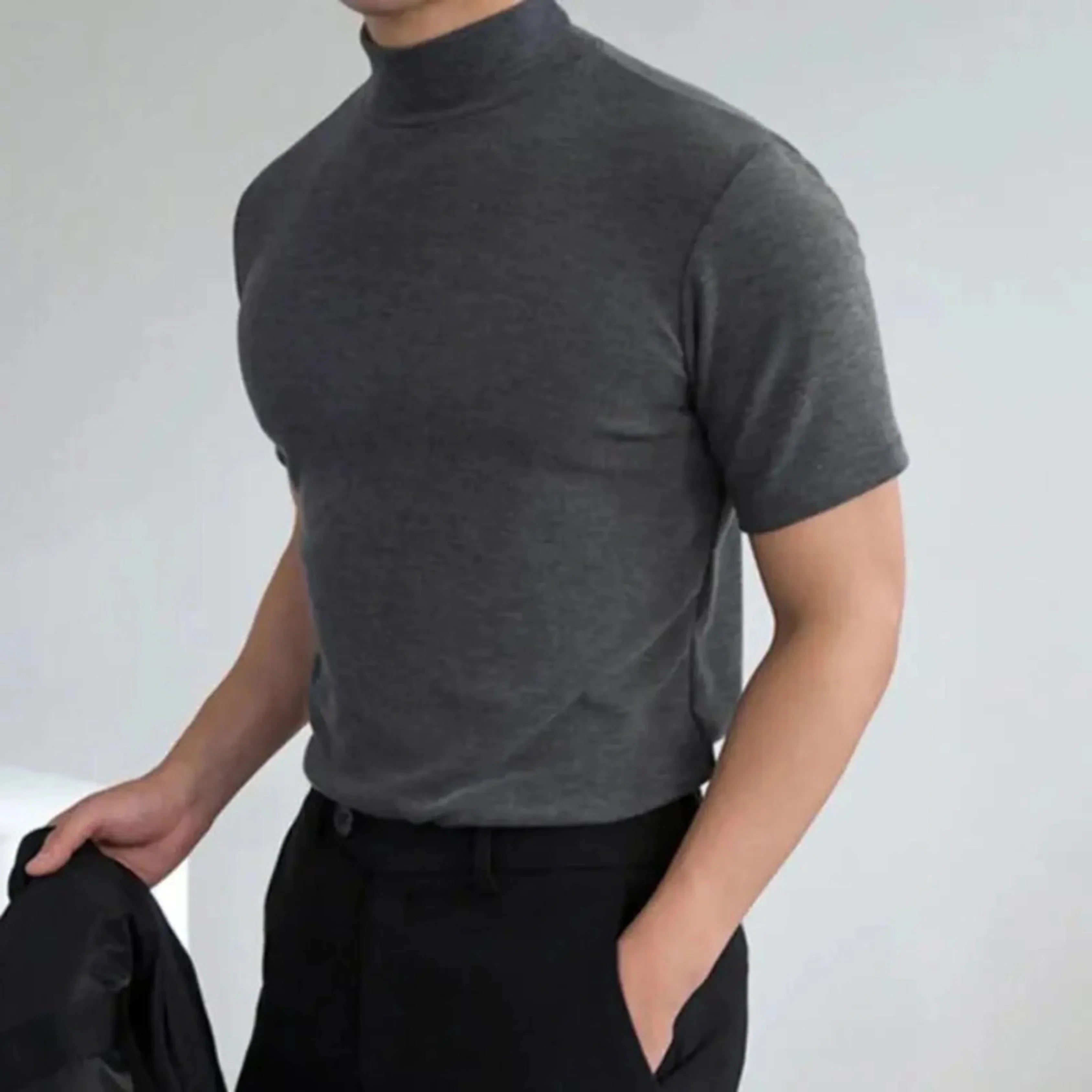 Men's Mock Neck Fitted T-Shirt