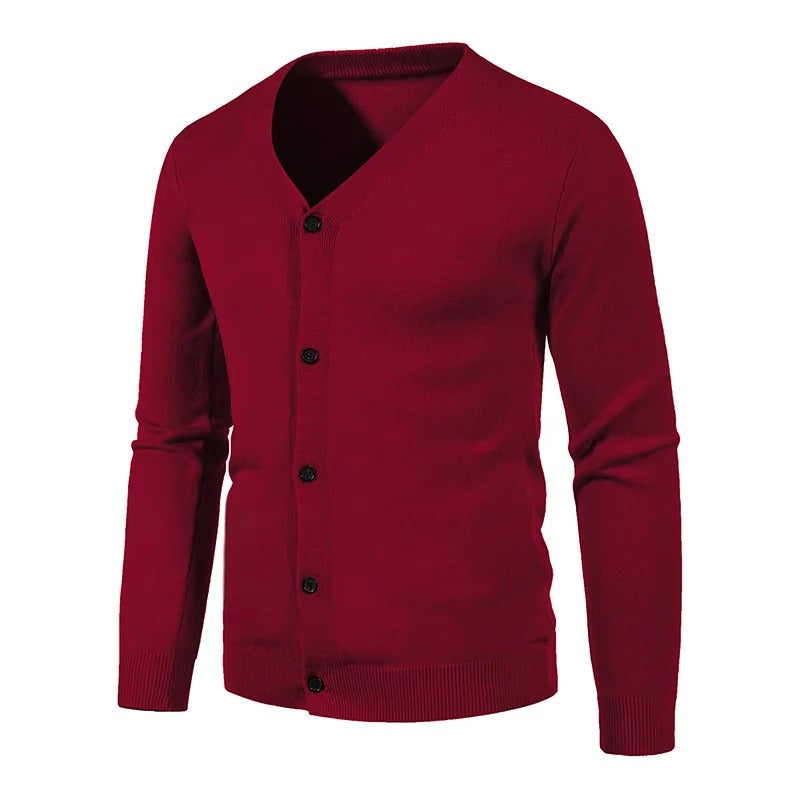 Men's V-Neck Button Knit Cardigan
