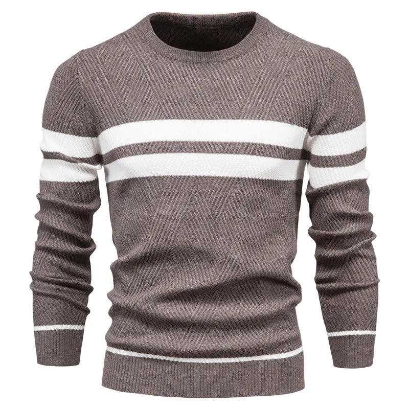 Men's Striped Crew Neck Knit Sweater