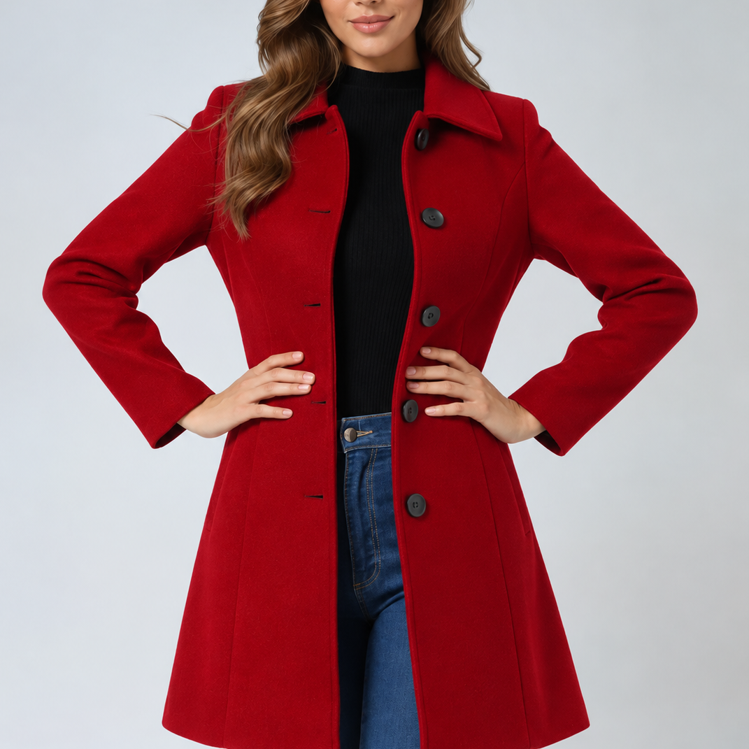 Women's Tailored Longline Single-Breasted Collared Coat