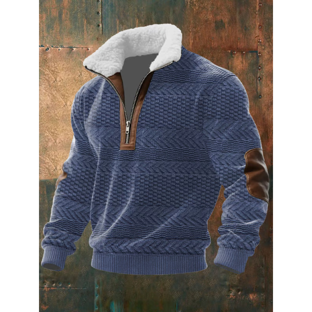 Men's High Collar Fleece Knit Sweater