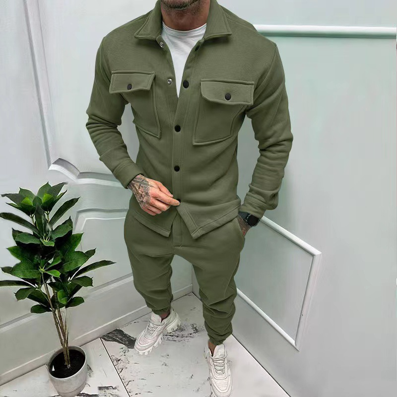 Men's Cotton Jacket and Trousers Two-Piece Set