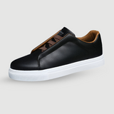 Men's White Leather Sneakers with Cushioned Lining