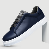 Men's White Leather Sneakers with Cushioned Lining