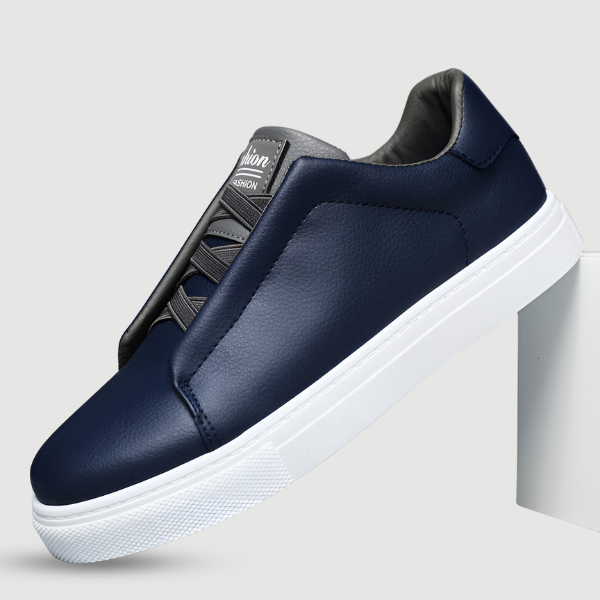 Men's White Leather Sneakers with Cushioned Lining