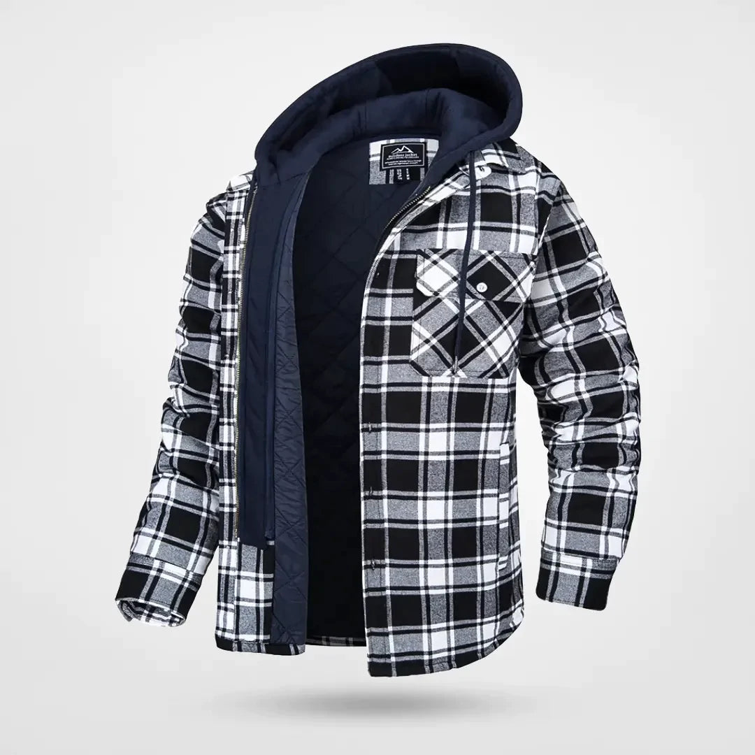 Men's Hooded Plaid Flannel Jacket