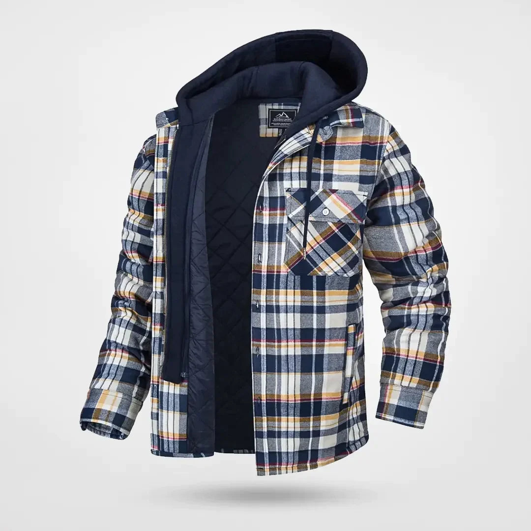 Men's Hooded Plaid Flannel Jacket