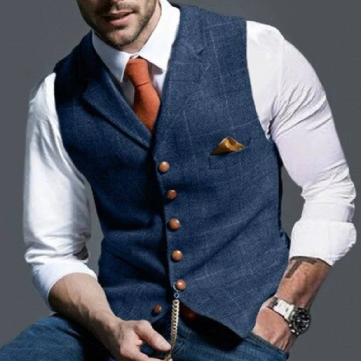 Men's Button-Front Layering Vest for Autumn