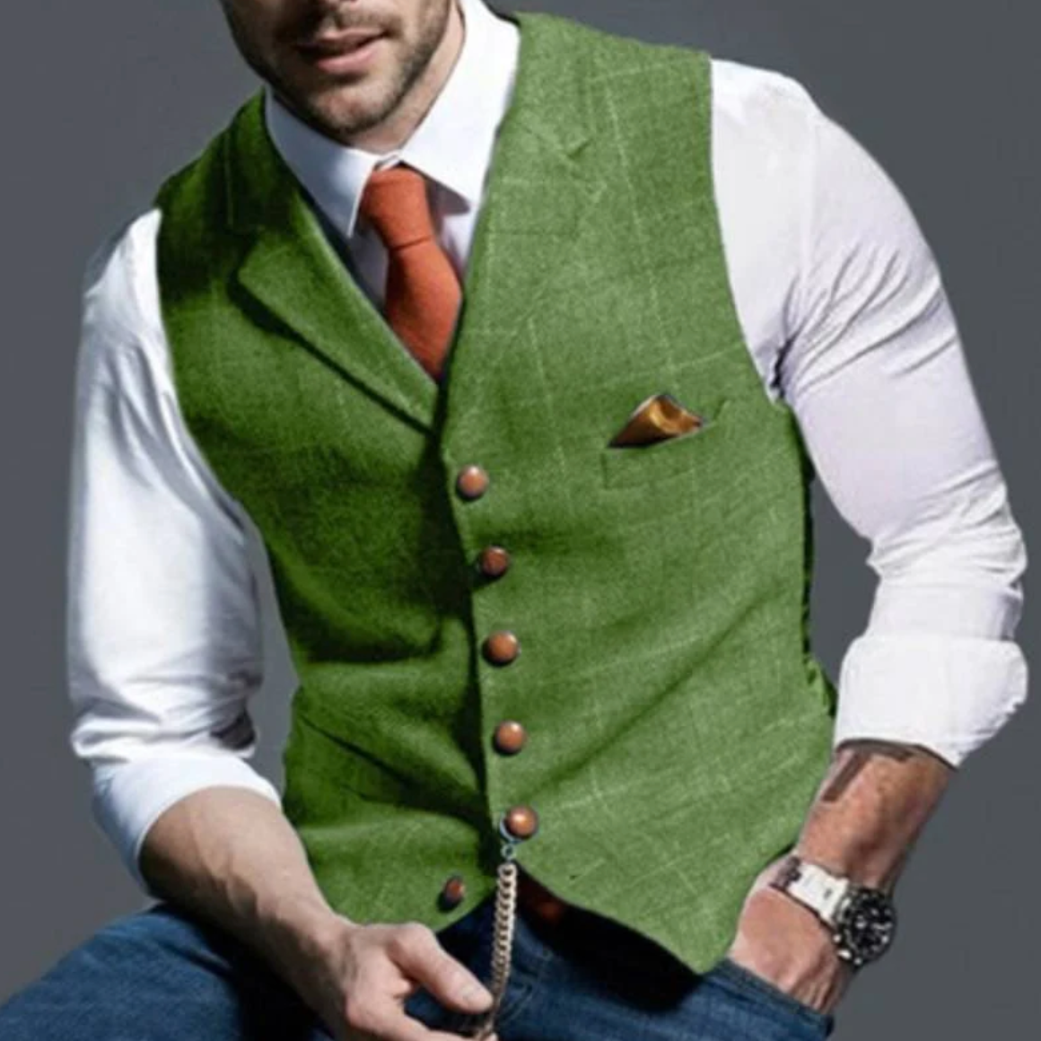 Men's Button-Front Layering Vest for Autumn