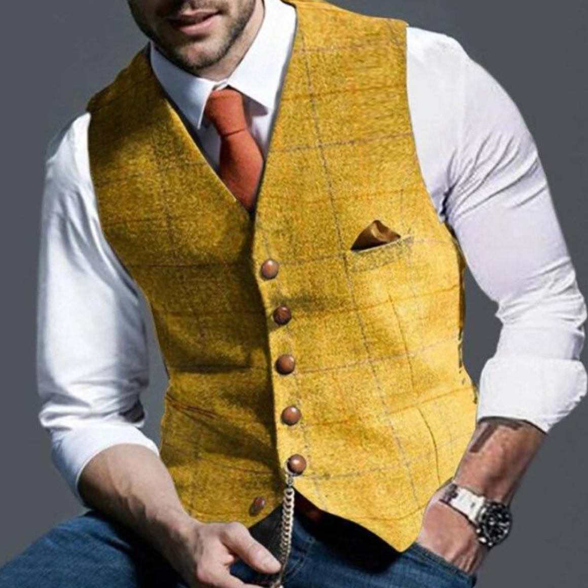 Men's Vintage Button Vest
