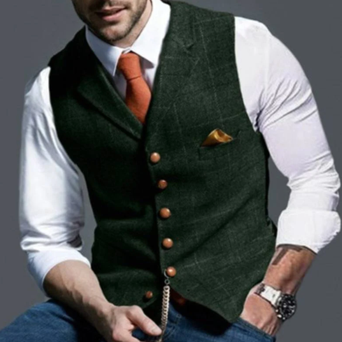 Men's Vintage Button Vest