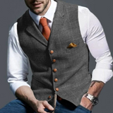 Men's Button-Front Layering Vest for Autumn