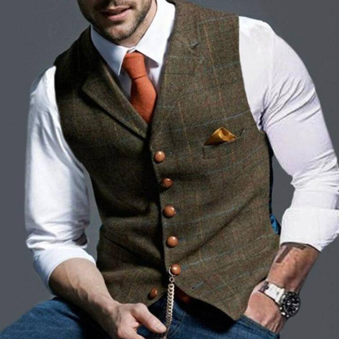 Men's Button-Front Layering Vest for Autumn