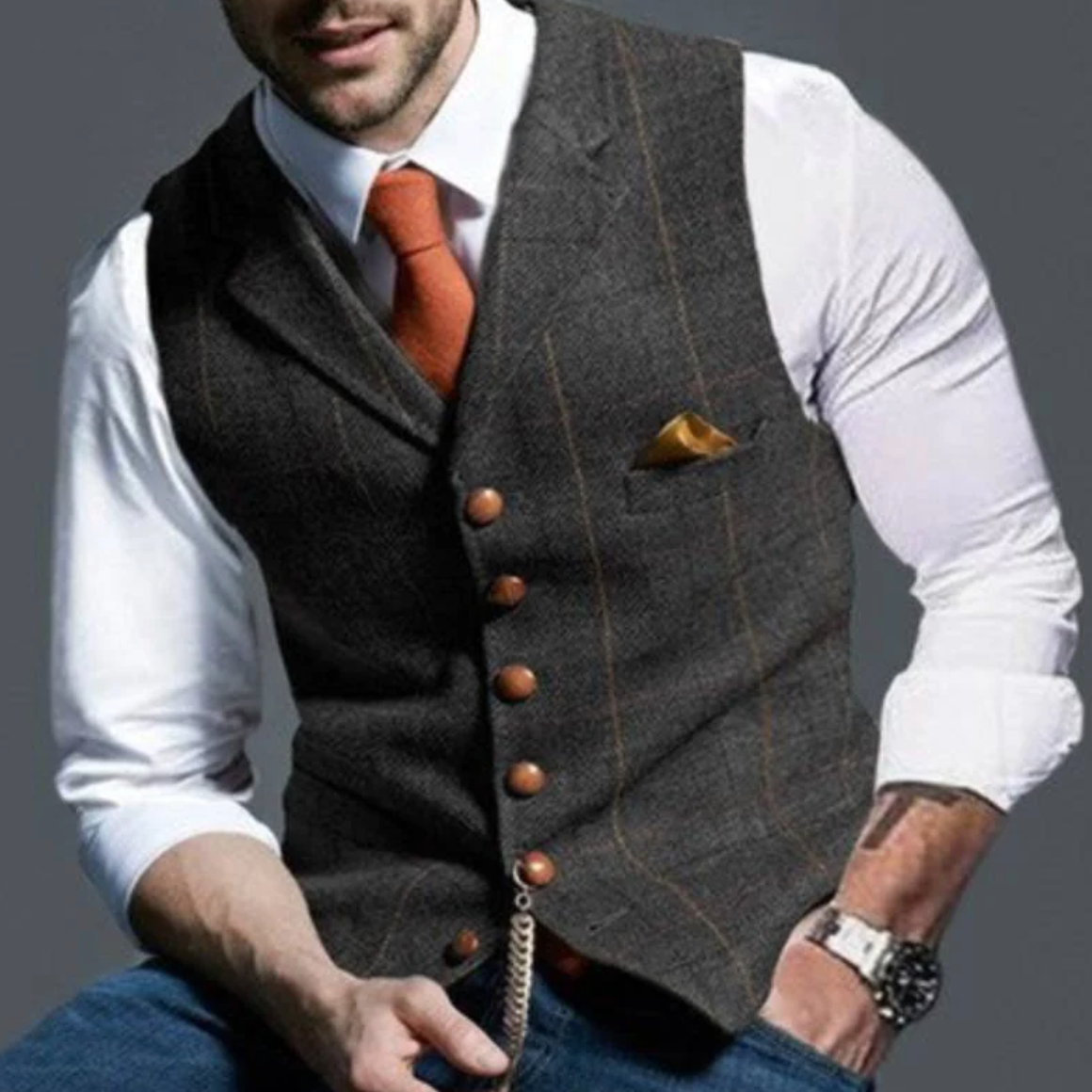 Men's Button-Front Layering Vest for Autumn