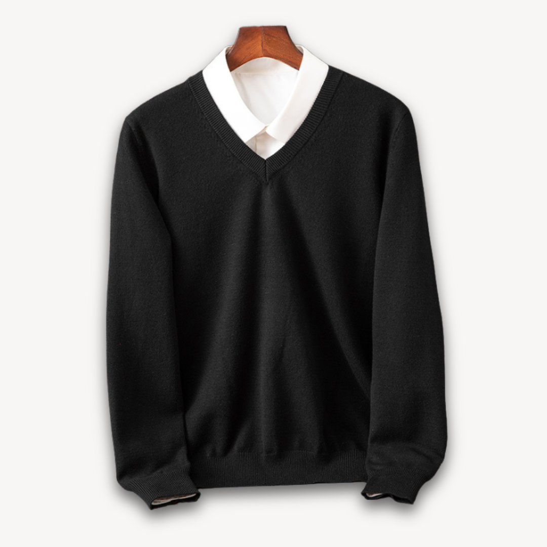Men's V-Neck Fine Knit Sweater