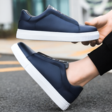 Men's White Leather Sneakers with Cushioned Lining