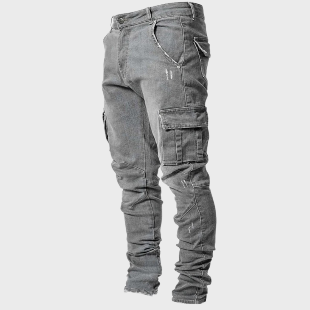 Men's Slim Fit Multi-Pocket Biker Jeans