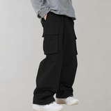 Men's Baggy Cotton Cargo Trousers with Multiple Pockets