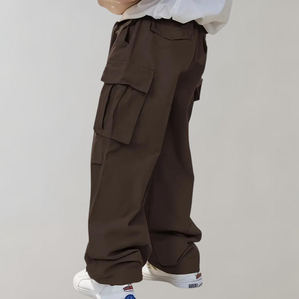Men's Baggy Cotton Cargo Trousers with Multiple Pockets