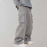 Men's Baggy Cotton Cargo Trousers with Multiple Pockets