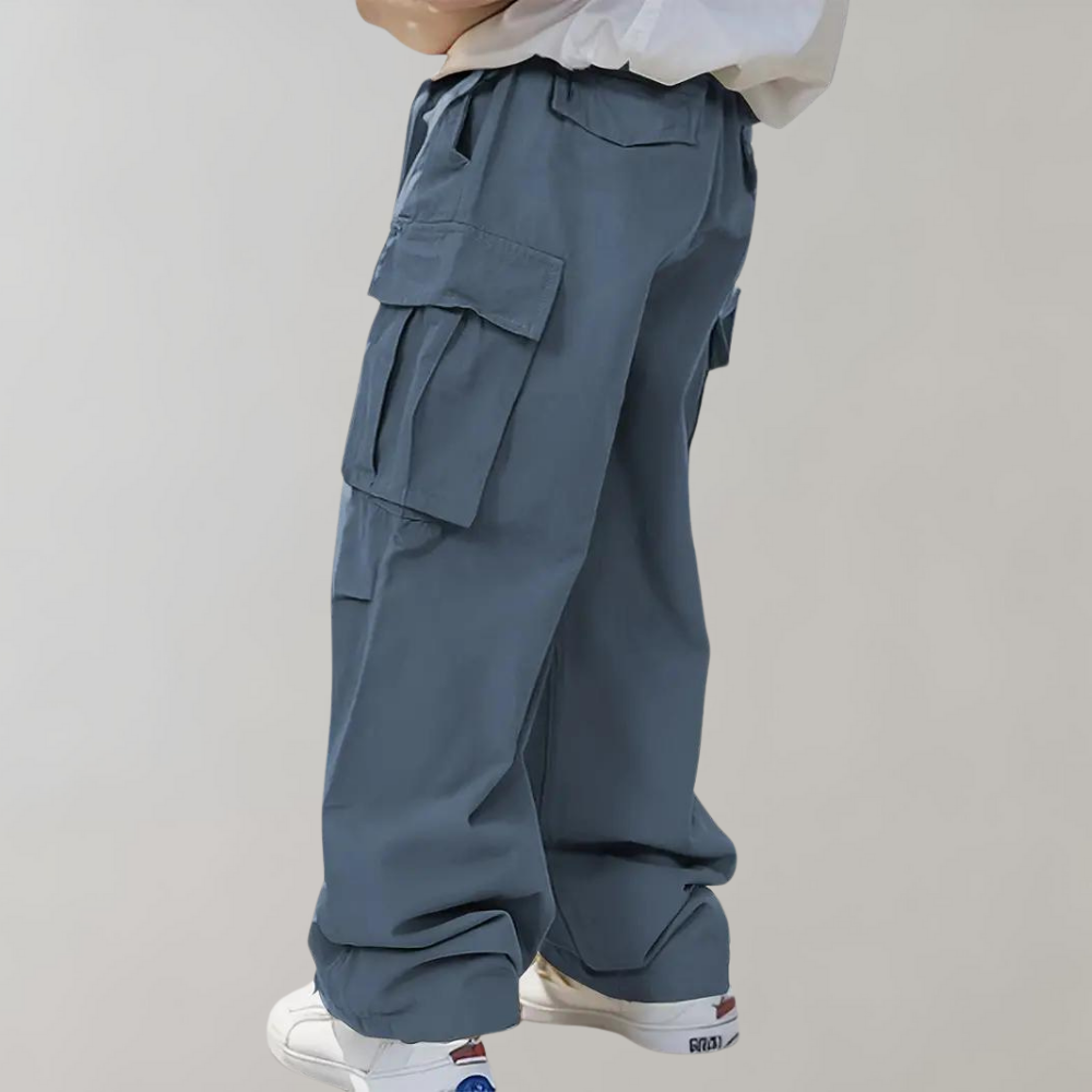 Men's Baggy Cotton Cargo Trousers with Multiple Pockets
