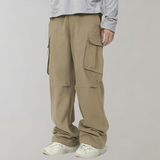 Men's Baggy Cotton Cargo Trousers with Multiple Pockets