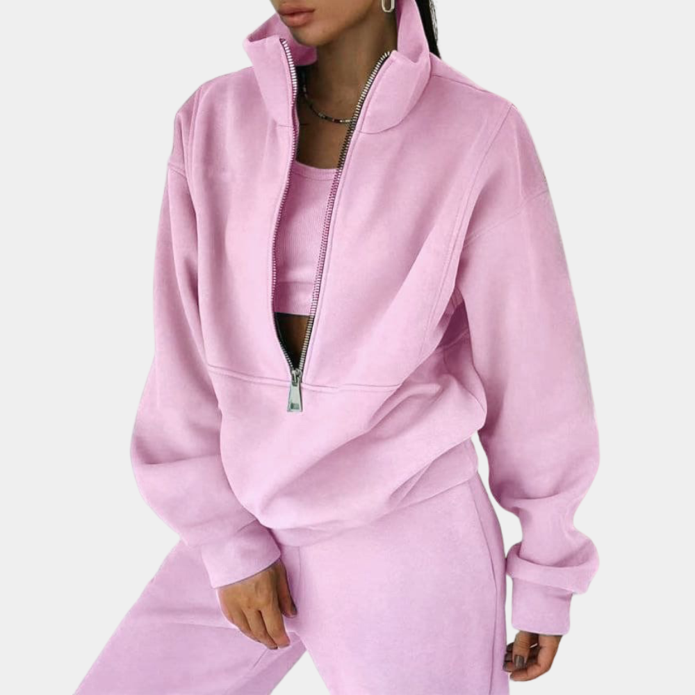 Half-Zip Pullover and Straight-Leg Two-Piece Set