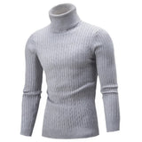 Men's Ribbed Knit Roll-Neck Stretch Sweater