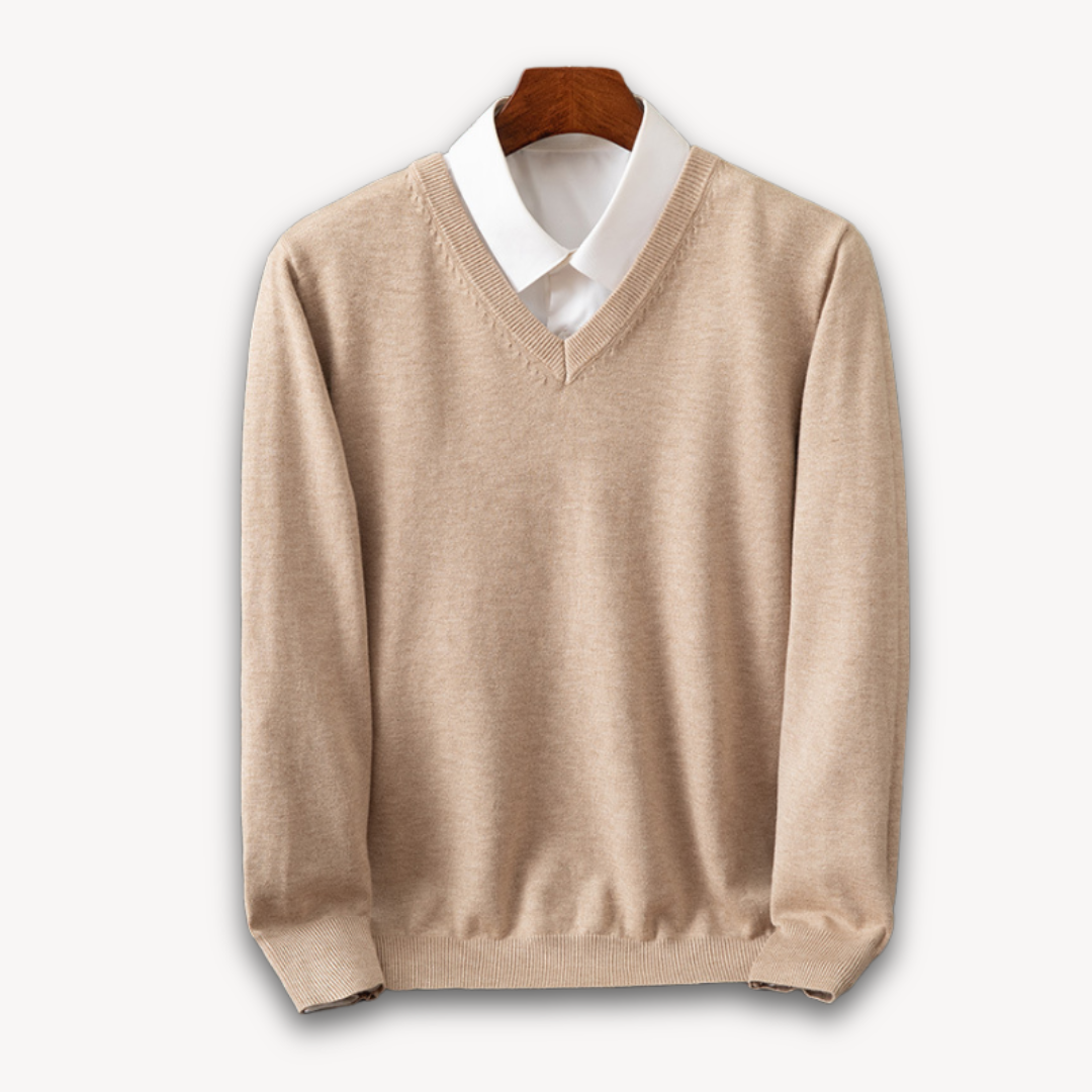 Men's V-Neck Fine Knit Sweater