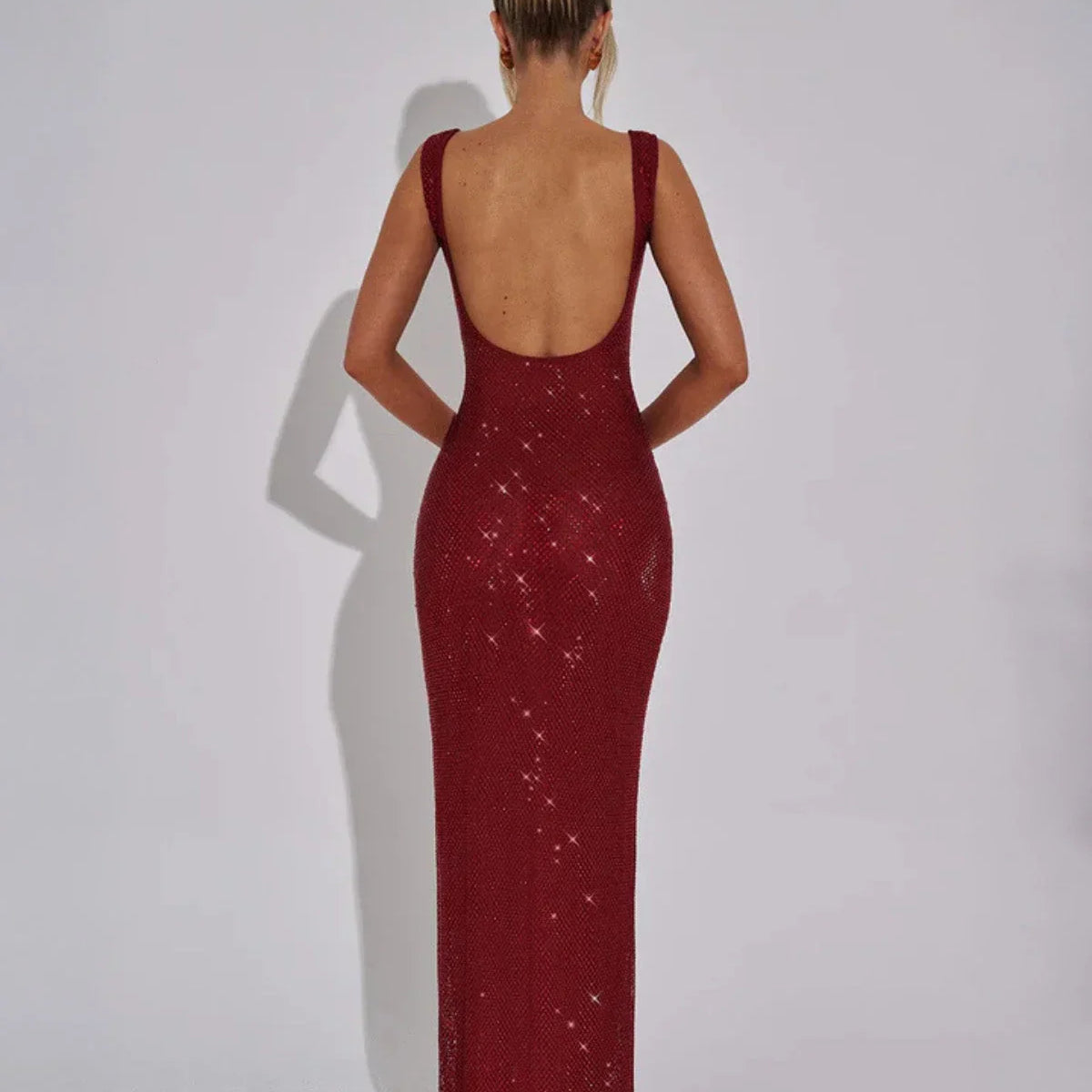 Women's Embellished Square Neck Maxi Dress