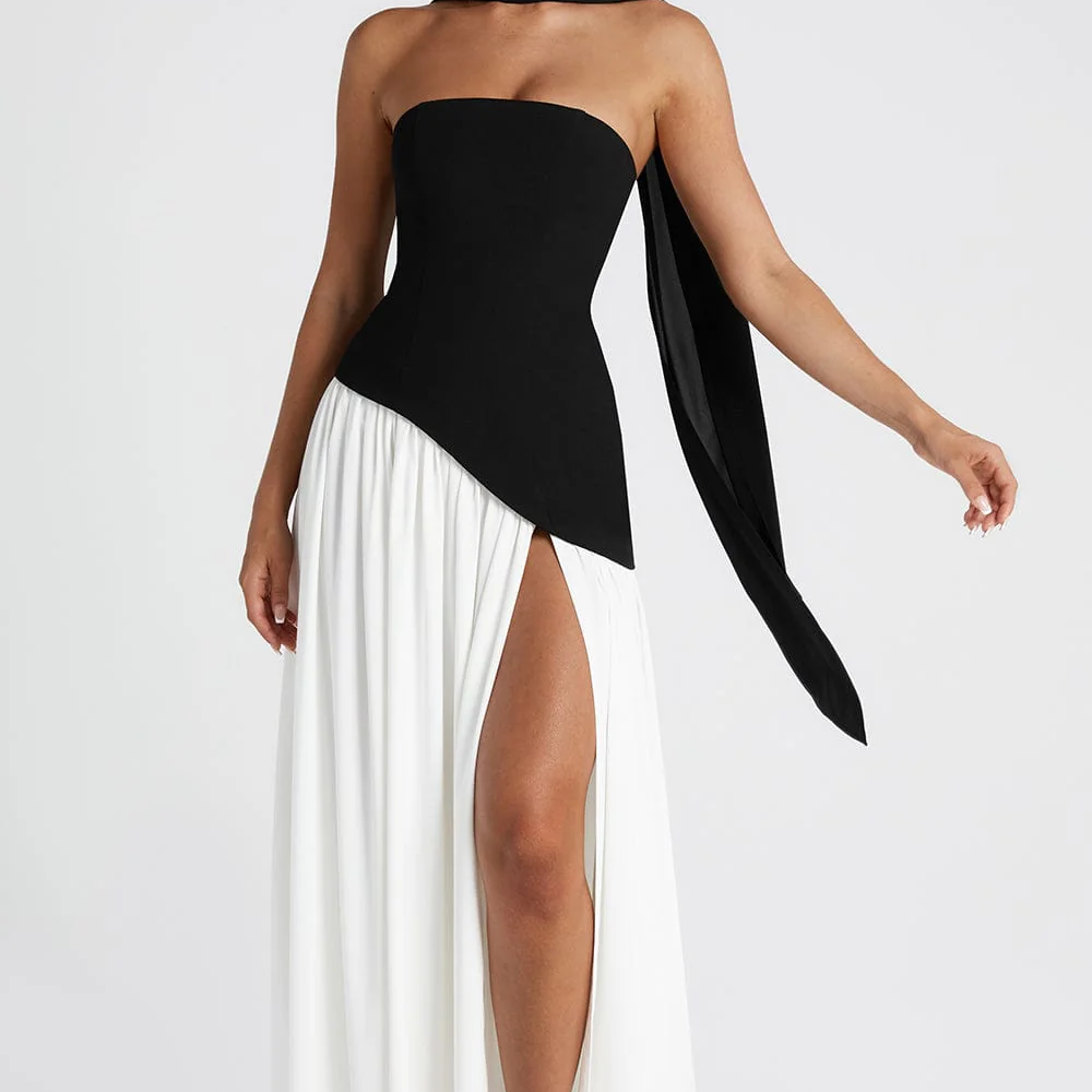 Women's Strapless Maxi Gown with Matching Scarf