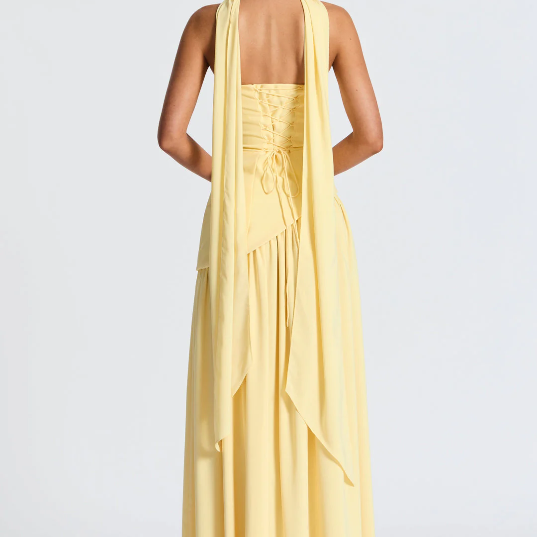 Women's Strapless Maxi Gown with Matching Scarf
