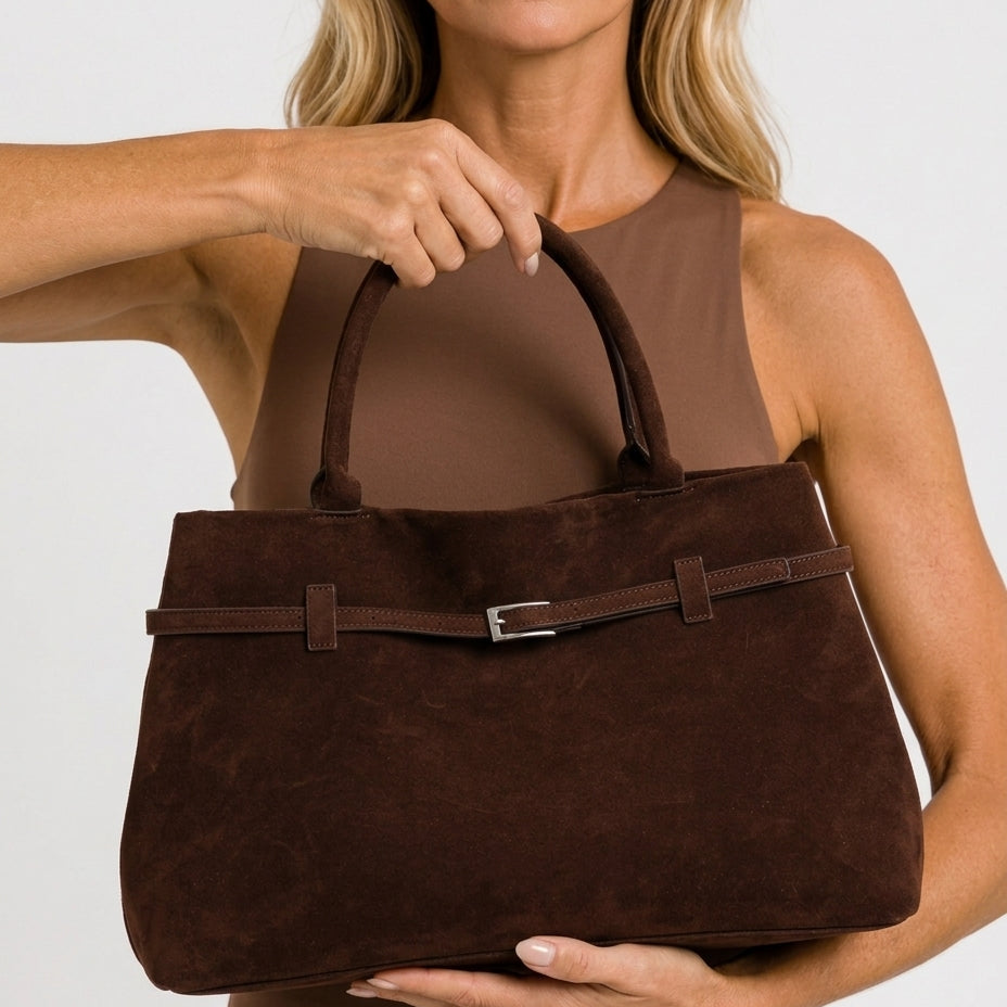 Women's Structured Faux Suede Shoulder Bag