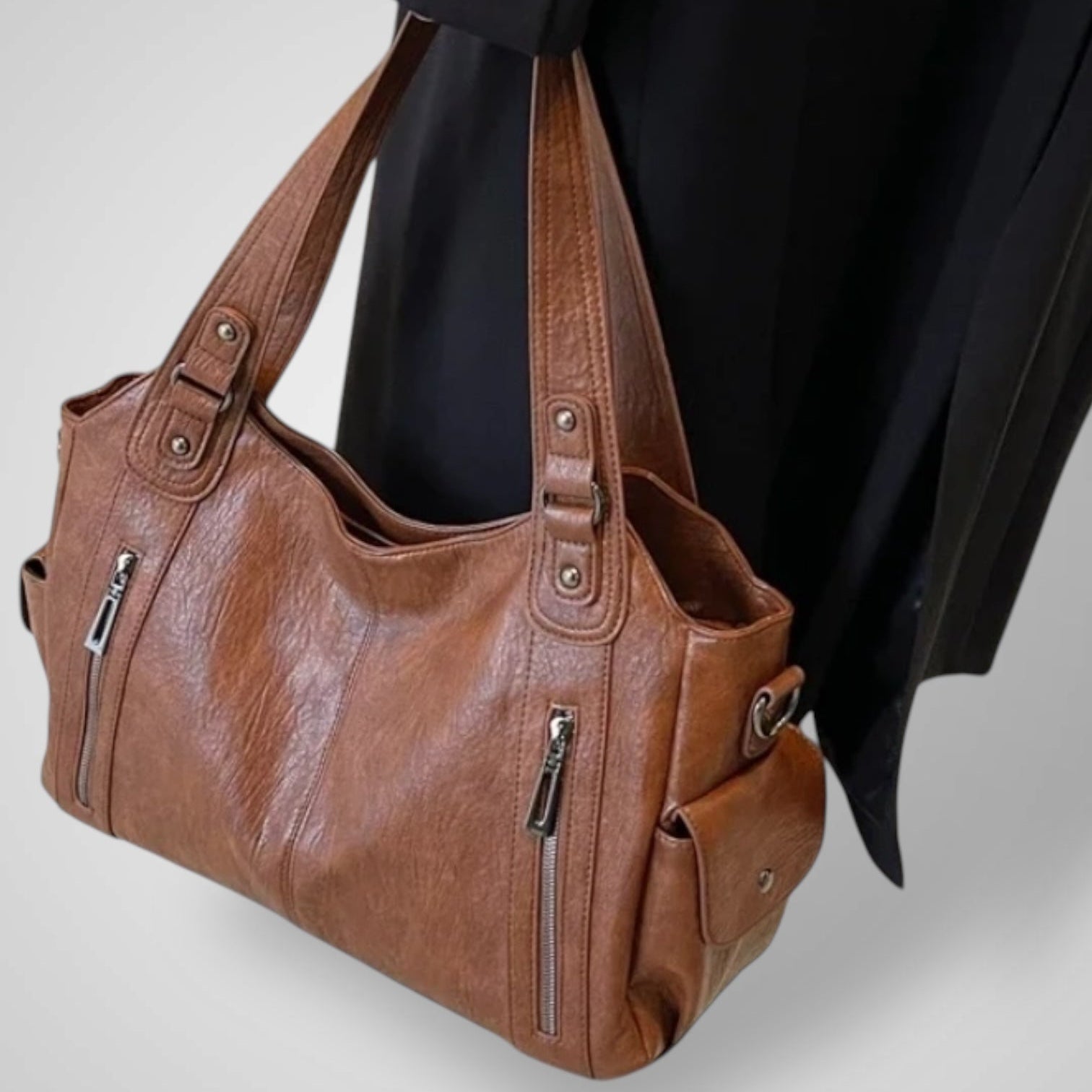Women's Everyday Black Leather Bag