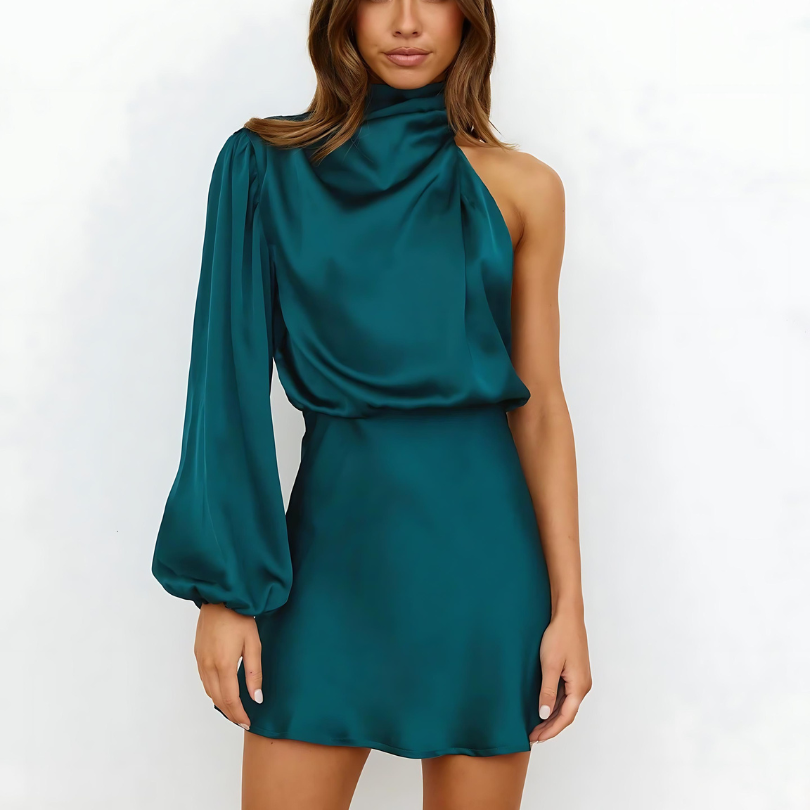Women's One-Shoulder Satin Mini Dress