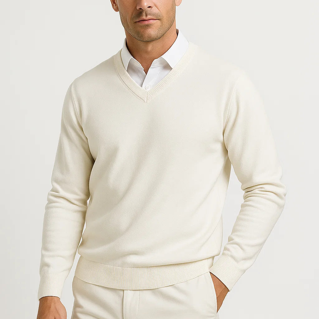 Men's V-Neck Fine Knit Sweater