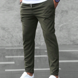 Men's Grey Slim Fit Drawstring Trousers