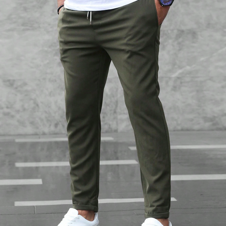 Men's Grey Slim Fit Drawstring Trousers