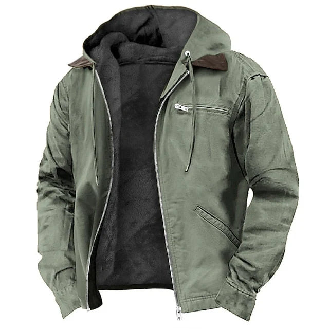 Men's Hooded Sherpa Lined Utility Jacket