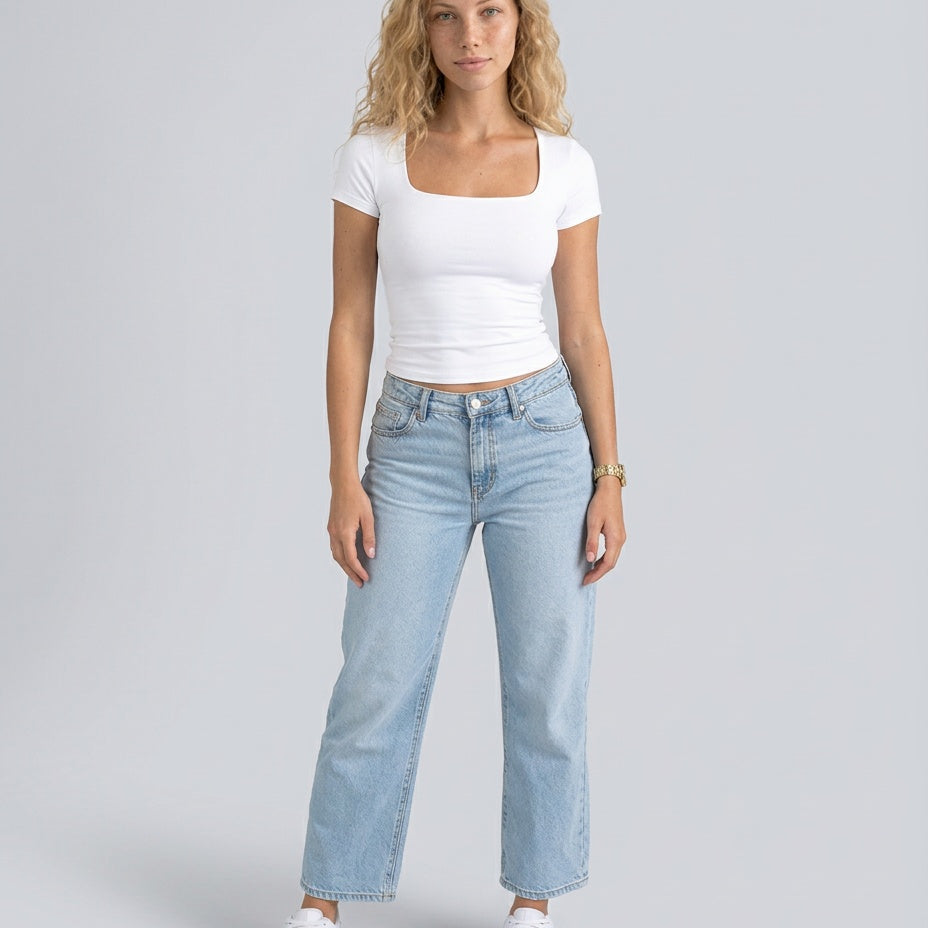 Women's Wide U-Neck Cropped T-Shirt
