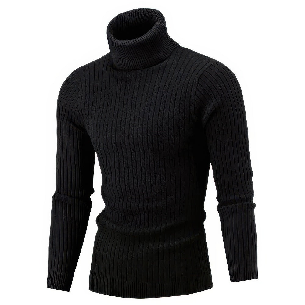 Men's Ribbed Turtleneck Knit Sweater