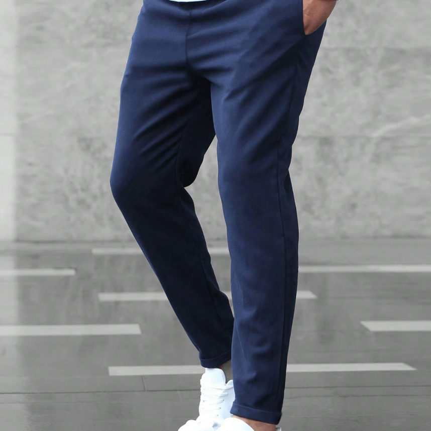 Men's Grey Slim Fit Drawstring Trousers