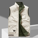 Men's Cotton Multi-Pocket Ribbed-Trim Gilet